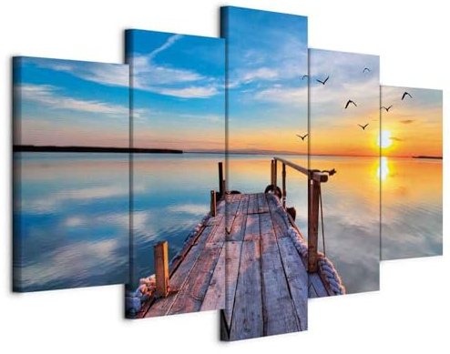 B&D XXL - Akustikbild Akustikplatten Brücke See, Schallschutz, Wohnzimmer | Verbessert Raumakustik, reduziert Hall, ideal fürs Büro oder Wohnzimmer, hochwertige Verarbeitung, schnelle Montage, stilvoll