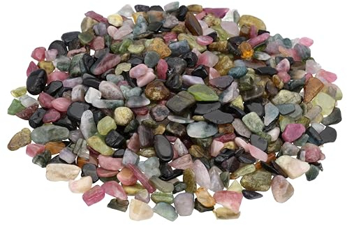 Turmalin, gemischt Mini Trommelsteine | Edelstein Chips | 5-10 mm Durchmesser | Premium Qualität Lebensquelle Plus (100 Gramm)