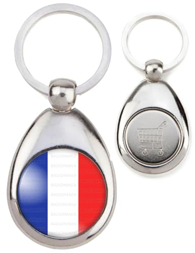 BADGMANIA | Porte Clés Métal Jeton de Caddie | France Tricolore Bleu Blanc Rouge Drapeau Français