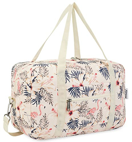 Narwey Bolsa de Viaje 20L Equipaje de Mano 40x30x20 Ryanair Cabin Bag Bolsa de Mano Avion Bolso de Viaje Plegable Bolsa de Deporte Fin de Semana Ligera con Correa de Hombro (Flamenco Beige)