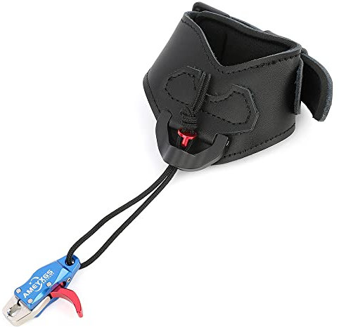 SHARROW Bogenschießen Release Compoundbogen Release Aids Trigger mit Handgelenkschlaufe Einstellbare Länge Automatische Sehnenauslöser Sehnenspannhilfe Jagdzubehör (Blau)