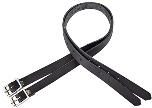 Pomurom Black Spur Straps,Leather Spur Belt English Men Or Ladies | Spur Straps Western Men Woman Adjustable Boot Straps for Thigh High Boots, Black