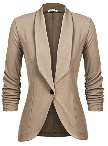 UNibelle Blazer dam elegant sportig långblazer business 3/4 ärm lång jacka slim fit sommar S–3XL, Mörk kaki, M
