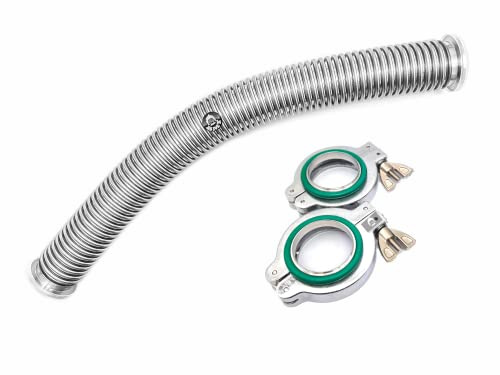 bmotiontech KF40 NW40 Standard Stainless Steel Corrugated Bellow Hose Set, vacuum bellow hose with 2X Al clamp / 2X SS Centering Ring / 2X FKM O-Ring (1000mm /~ 3.3ft KF40, thick wall bellow)