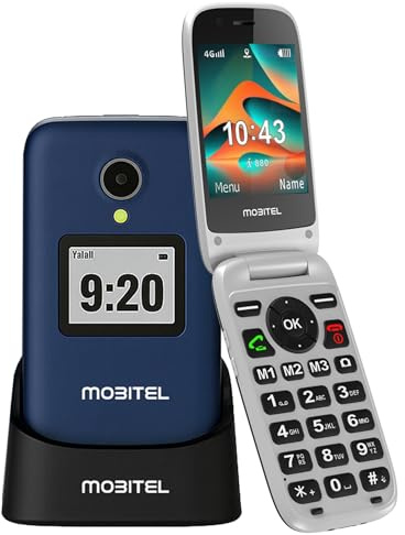 Mobitel 8010 4G Big Button Flip Phone per anziani Telefono cellulare sbloccato senza SIM con pulsante di emergenza SOS Facile da usare Anziani Altoparlante forte Batteria lunga Tipo C Dock Charger