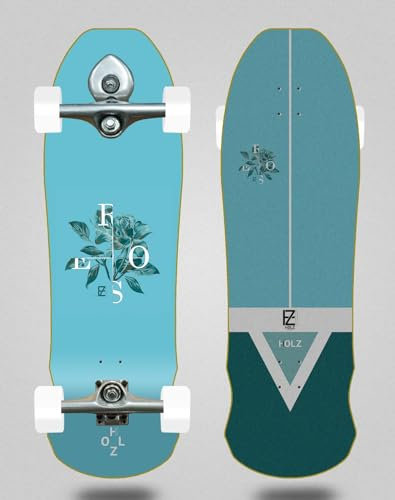 Holz Surfskate Complete with Buri Surf Skateboard Trucks - Rose Blue Rosk 9,5 x 31