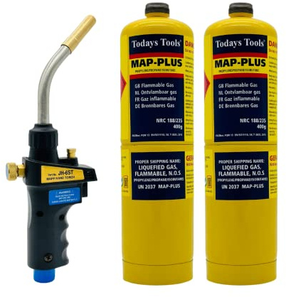 AirTech-UK Hand Torch Self Igniting with Map Gas - Industrial Construction, Plumbing, Farming - Versatile Flame Control, Hands-Free Operation - Soldering, Brazing, Sous Vide Cooking (2)
