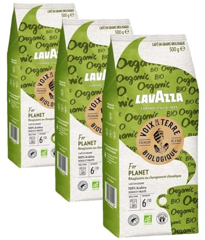 LAVAZZA - Café Grain Bio ¡Voix de la Terre! For Planet - 100% Arabica - Certifié Rainforest Alliance - Cueilli à la Main - Paquet de 500 g