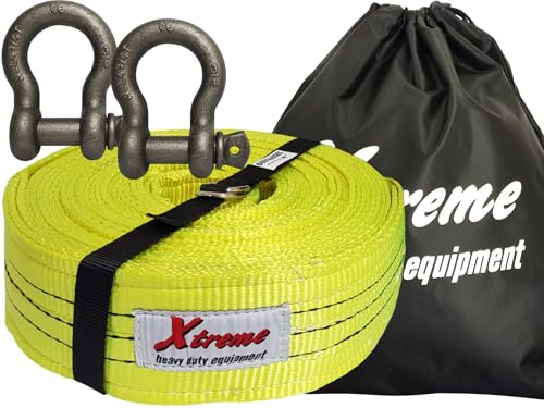 Kit de recuperación y remolque de 4 x 4 y caravana, resistencia a la rotura 21000 kg, longitud 6 metros, cinta para cerrar, grilletes para enganchar el vehículo, bolsa de almacenamiento en el coche