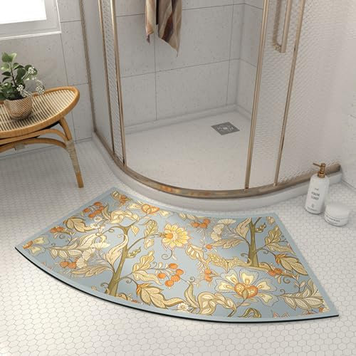 PRELGOSP Duschvorleger Eckdusche, rutschfest Badematte Gebogene, SaugfäHig Duschmatte Halbrund Aus Kieselgur für Badezimmer Dusche Toilette,A,45x100cm