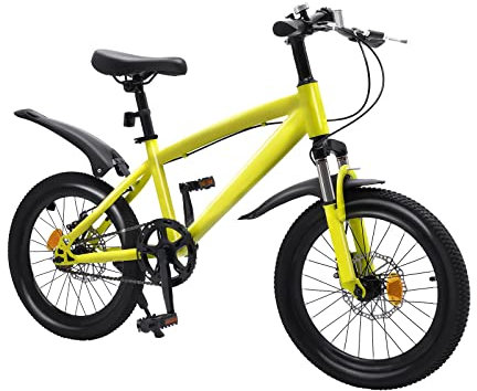 ERnonde Kinderfahrrad 18 Zoll, Mädchen Jungen Mountainbike Einstellbare Sitzhöhe 59-70cm, Kinder Fahrrad mit Sortierbeutel+Pumpe Federgabel und V-Brakes