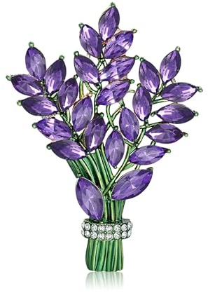 GBAHFY Lavender Flower Brooch Crystal Rhinestone Glass Tulip Bouquet Brooch Lapel Pin Fashion Elegant Accessories Wedding Party Jewelry Gift for Women