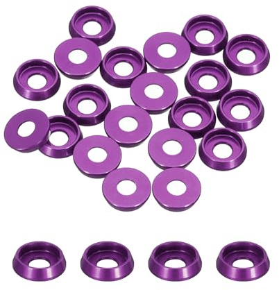 QUARKZMAN Pz20 Rondelle Coniche Svasate M3 Rondella Testa Tazza Vite Viola | Guarnizioni Alluminio, Diametro Foro 3mm/0.12, Rc/Fpv/Pc/Drone/Accessori Meccanici Parti Modello