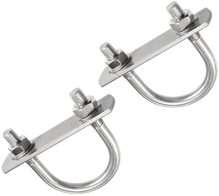 TOP-VIGOR M8 x 40mm U Bolts, 2Sets 65mm Length Round U Clamp Bolts | 304 Stainless Steel U-Bolts with Nut, Plate, Washer for Building Installations Mechanical Parts Connection Cehicles Ships