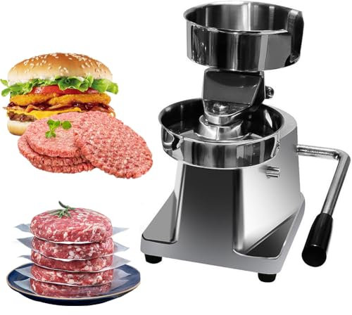 Commercial Hamburger Patty Maker, Large Manual Burger Forming Machine, 10cm/4in Commercial Stainless Steel Burger Press with 400 Sheets of Hamburger Paper, for Hamburgers, Patties