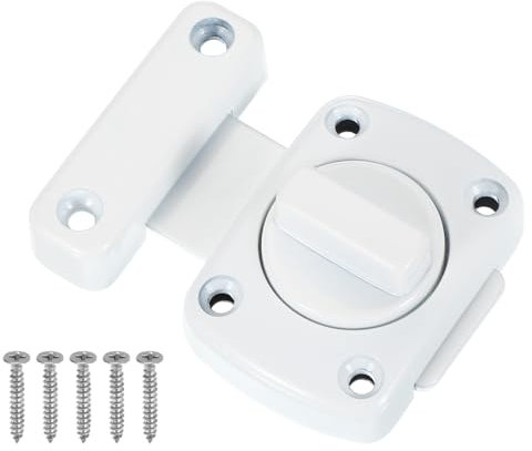 PATIKIL Rotate Bolt Latch, Zinc Alloy Gate Latch Safety Door Lock Security Door Slide Latch Pet Door Lock with Screws for Cabinet Closet Bathroom Furniture, White