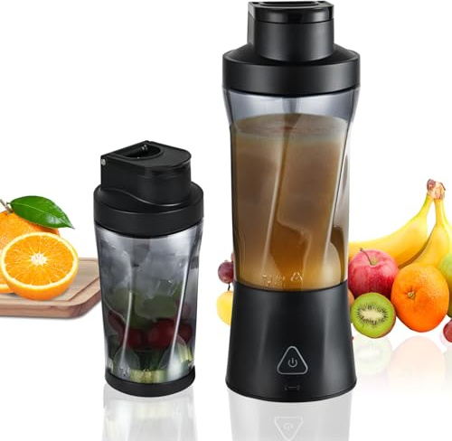 Smoothie Maker,BPA Frei,Zerkleinert Eis,Obst,Mini Standmixer,6000 mAh,USB-C Ladegerät,Portable Mixer for Milkshake für Büro,Babynahrung,Reisen,Küche(Schwarz)