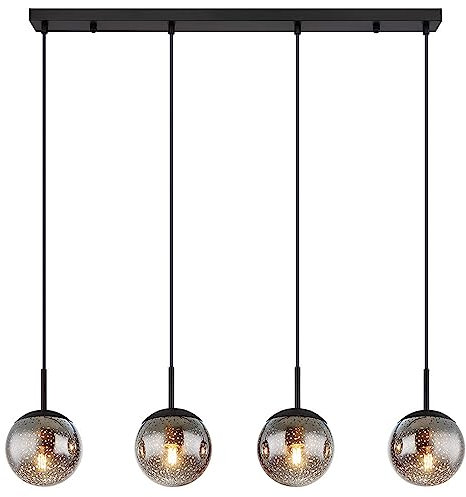 Globo Pendelleuchte Hängeleuchte Esstischlampe Sterneneffekt 4 flammig Rauchglas Wohnzimmerlampe, 4x E27, LxH 90 x 120 cm