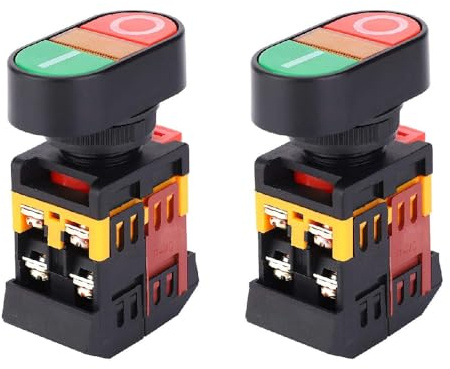 2 interruttori a pulsante, AC 220 V ON/OFF, interruttore a pulsante momentaneo con luce LED, interruttore a doppio pulsante per apparecchiature industriali