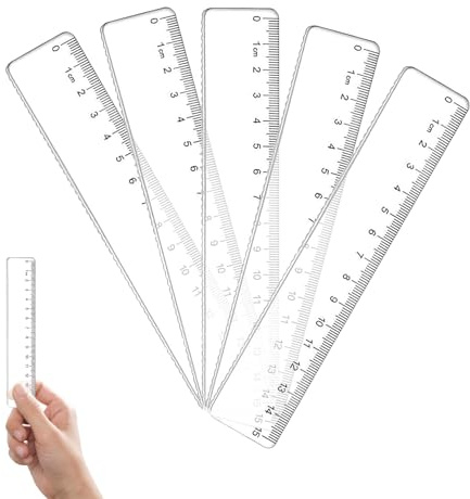 5 Stück Lineal 15cm,Transparent Lineal mit Metrische&Inch-Skala Präzision Grundschule Kinder Kunststofflineal Kit für Schüler Schule Kinder Klassenzimmer Bürobedar