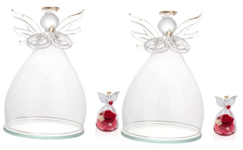 DECHOUS 2 Pièces Ornements de Couverture en Verre Chandelier Ange Ornements funéraires bouda Decoration Interieure décoration intérieure Couverture de Paysage en Verre Vase Micro-Paysage