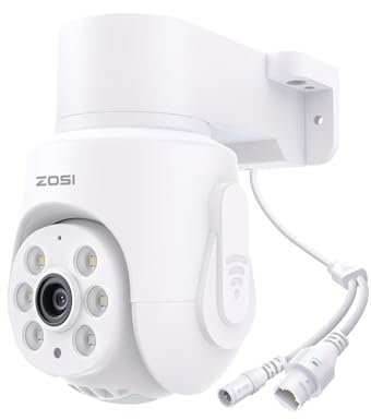 ZOSI 5MP Telecamera di Sorveglianza per Esterno, 8CH 2TB NVR con 12” Monitor, 8x Telecamera WiFi 6 Pan &Tilt, Audio a 2 Vie, Rilevamento Persone AI, Visione Notturna a Colori, C280
