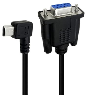Hanprmeee Right Angle USB to RS232 Serial Adapter,for Various Serial Devices and USB Mini Port Black 1.8M (Right) (1.8M)