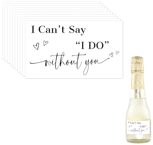 BOXOB 10pcs Bridesmaid Proposal Mini Champagne Labels Party Supplies | Black I Can't Say I Do Without You Stickers Bridesmaid Proposal Stickers Decor for Bridal Shower Bachelorette Decorations