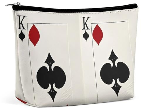 QMNBTES Spades K Poker Travel Makeup Bag Large Toiletry Bag for Women Waterproof Cosmetic Bags for Purse Portable Makeup Organizer Bags Cute Zipper Pouch Cosmetic Pouch Funny Travel Makeupbag