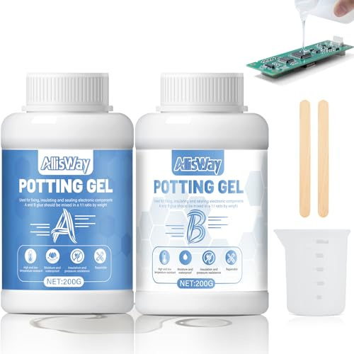 Pâte d'enrobage électrique,Résine de Coulée électrique,Mastic électronique,Gel Isolant Silicone à Deux Composants, Convient pour l'étanchéité des Installations électriques, etc. (Transparent, 400g)
