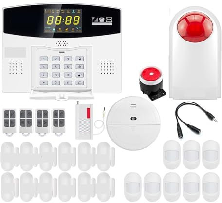 Système de sécurité Domestique, Système D'alarme Intelligent GSM, Anti-cambriolage sans Fil W214, Contrôle D'alarme De Sécurité for Maison Intelligente, Écran LCD, Caméra IP(Kit 2)