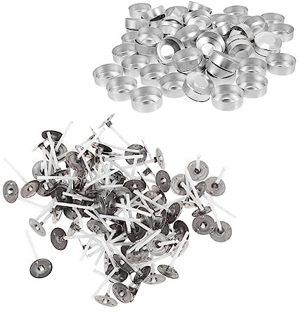 Veemoon 100 Ensembles Lot De Coupelles à Bougies Chauffe-plat Aluminium Sans Bougie Support Pour Bougie Fournitures Pour Fabrication De Bougies