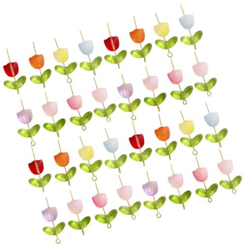Angoily Glass Loose Beads DIY Crafts Tulip Glass Beads for Necklace Making Bracelet Making Mixed Colors Small for Jewelry Crafts