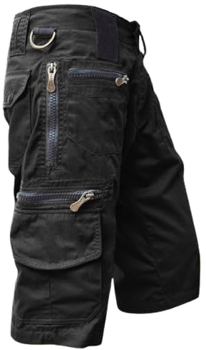 Taktische Cargo-Shorts für Herren, Baumwolle, Camouflage, Militär, Outdoor, Wandern, Walking, Arbeit, Shorts mit Reißverschlusstaschen, entspannte Passform, 3/4-Länge, Kampfhose, mehrere Taschen