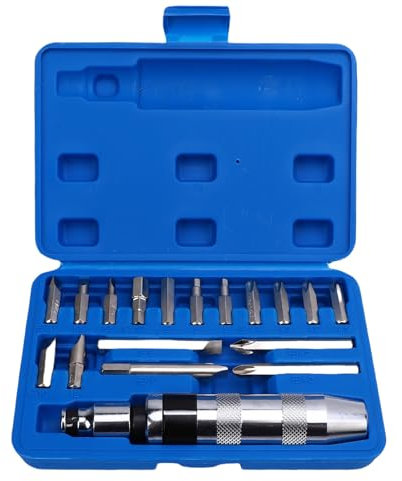 CHICIRIS Set di cacciaviti a percussione manuale, 18 pezzi, CRV da 1/2 pollici, reversibile, con punte per cacciavite, per rimuovere elementi di fissaggio arrugginiti, bulloni testardi, acciaio legato