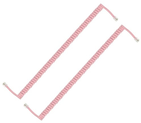 PATIKIL 2 Pack Phone Cord for Landline, 6.6 Feet(Coiled 1.3 Feet) RJ9/RJ10 4P4C Landline Handset Cord Universal Telephone Phone Cable for Telephone Handset Accessory, Pink