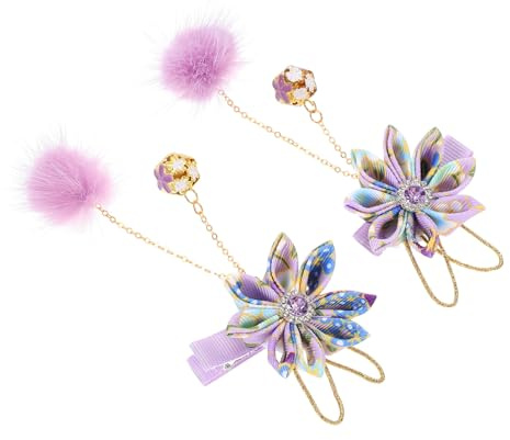 HAMPPLIES Clip per Chioma Fiore Vintage 2 Pezzi Porpora per Bambine e Donne, Resistente e Non Facile da Rompere, Accessorio Elegante e Classico