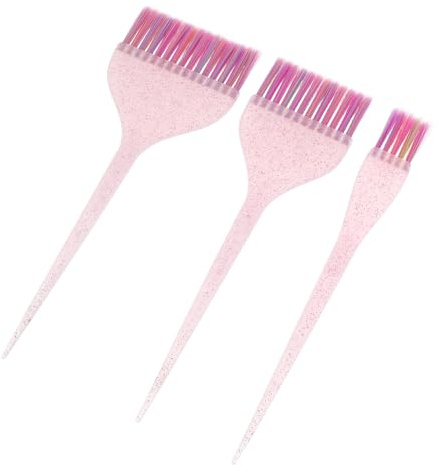 Pincel de Tinte para Cabello con Mango Largo, 3 Piezas | Plástico y Nylon, para Salón y Hogar, Apto para Principiantes, Diseño de Cola Larga