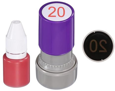 PATIKIL Självbläckande nummerstämplar, 20 mm siffror 20 digitala stämplar med påfyllning rött bläck för anteckningsbok scrapbooking gör-det-själv hantverk prismärkning matematik lärande