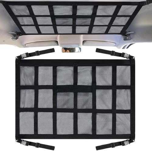 Red De Almacenamiento para Techo De Coche | Organizador De Carga | Refuerza La Carga Y Asegura Objetos Durante El Viaje. Organizador Multiusos para Coches, SUV, Camionetas, Furgonetas, Campin