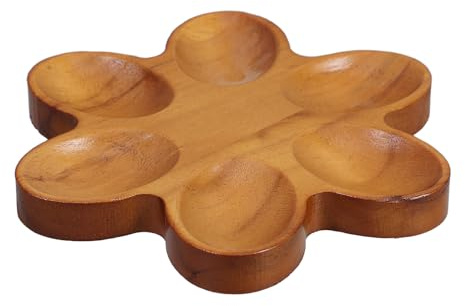 TOYANDONA Porta Uova Robusto e Versatile per 6 Uova in Legno Naturale Design a Fiore a Petali da Frigorifero per Antipasti
