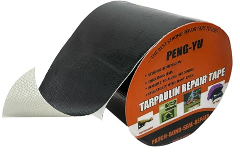 Lianshi Heavy Duty Awning Repair Tape, Waterproof Strong Adhesive Patch, Instant Fix Tape for Tent, Boat Covers, Tarp, Sail, Canopy, Canvas, Tarpaulin, 4INX20FT, Black