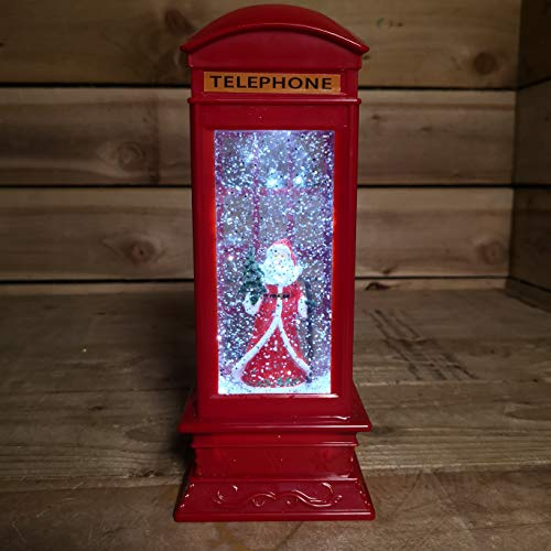 Snowtime LED Water Filled Telephone Box with Santa Figure