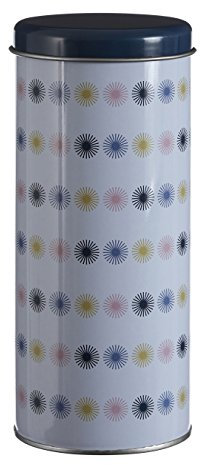 Premier Housewares 507308 Blue and White Canisters for Kitchen Colored Tin Tea Coffee Sugar Storage Containers with Lid 8 x 8 x 18