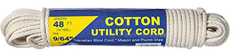 48 Foot Cotton Utility Cord – Venetian Blind Cord, Great for Mason and Plumb Lines (9/64 Inch)