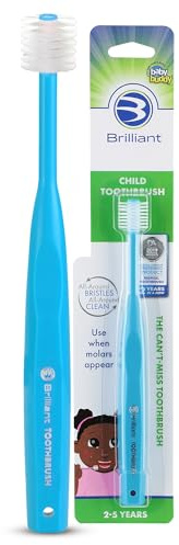 Brilliant Oral Care Child Toothbrush with Soft Bristles and Round Head, for a Kid Approved, Easy to Use All-Around Clean Mouth, Ages 2-5 Years, Sky Blue, 1 Pack