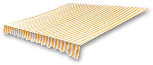 yorten Markisenstoff Sonnenschutz 336 x 246 cm Terasse Markise Balkonmarkise Sonnenmarkise Markisentuch ohne Rahmen Orange und Weiß