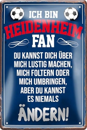schilderkreis24 – Blechschild Lustiger Spruch Deko Artikel Verein Geschenkidee Männer Club Fußball 20x30 cm (Heidenheim Fan)