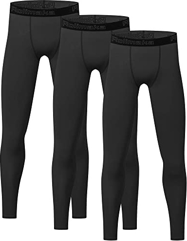 4 or 3 Pack Youth Boys' Compression Leggings Tights Athletic Pants Sports Base Layer for Kids Cold Gear 3 Black XS
