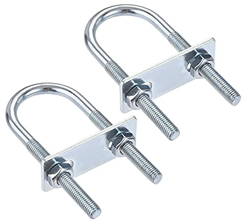 sourcing map 2 Satz Runde U-Bolzen Bügelbolzen Bügelschrauben Stahl M8 mit Mutter Platte 34mm Innenbreite 100mm Länge